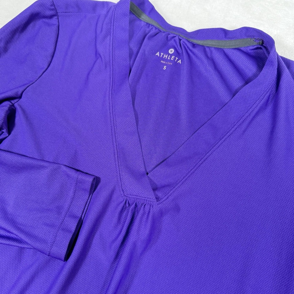 Athleta Women's Tunic Small Purple V Neck Drawstring Long Sleeve